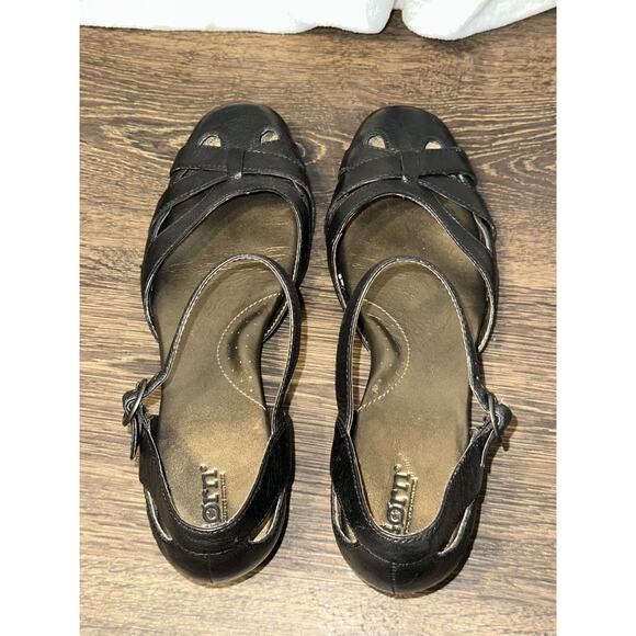 Born Sandals Womens 10M Strappy Kitten Heel Sandals Black Leather - Picture 3 of 9
